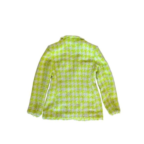 Steve Madden Harlow Womens Acid Lime Houndstooth Tweed Blazer Jacket Medium - Picture 8 of 10